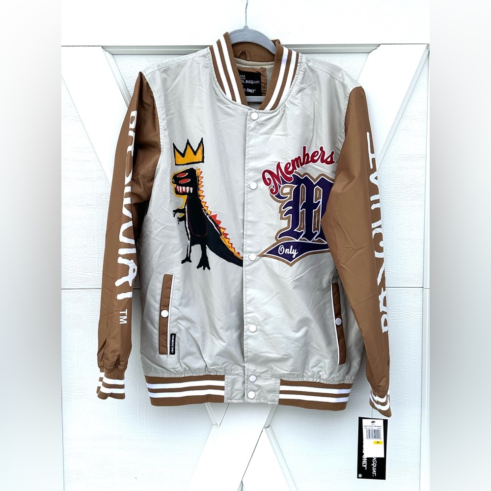 Members Only Silver and Brown Bomber Jacket